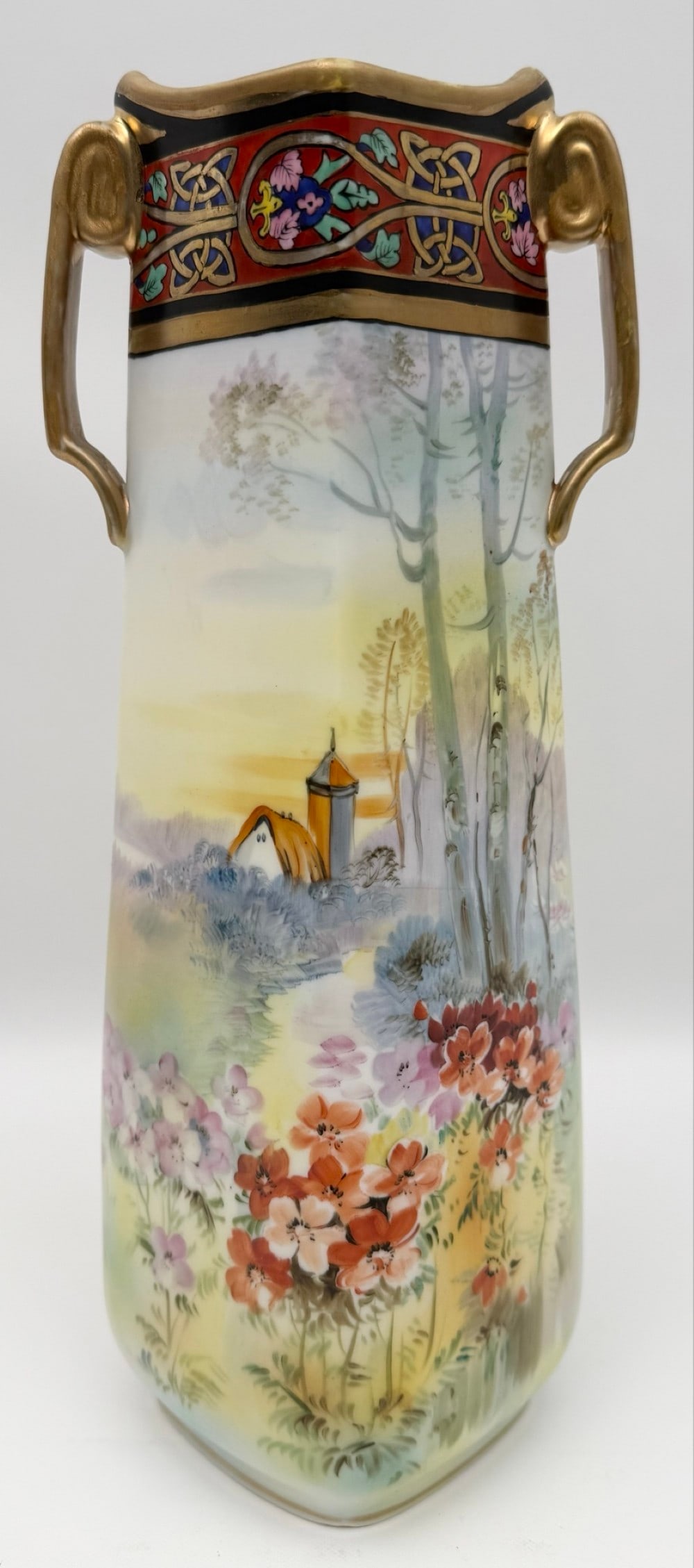 Antique Nippon Porcelain Two-Handled Landscape Vase (1 of 7)