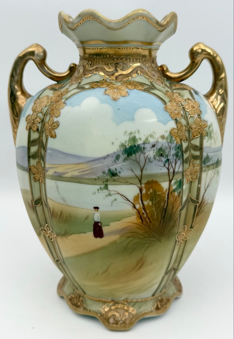 Antique Nippon Porcelain Two-Handled Landscape Vase (1 of 6)