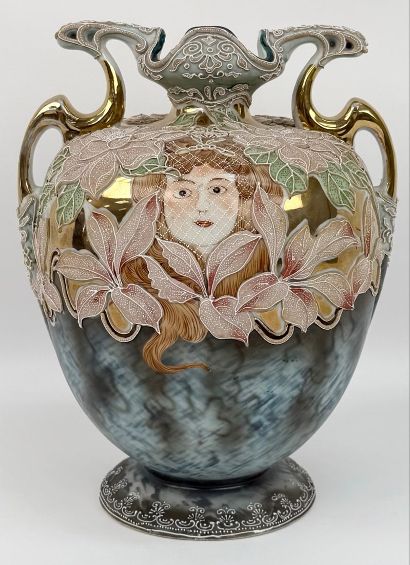 Antique Nippon Porcelain Moriage Portrait Vase (1 of 10)