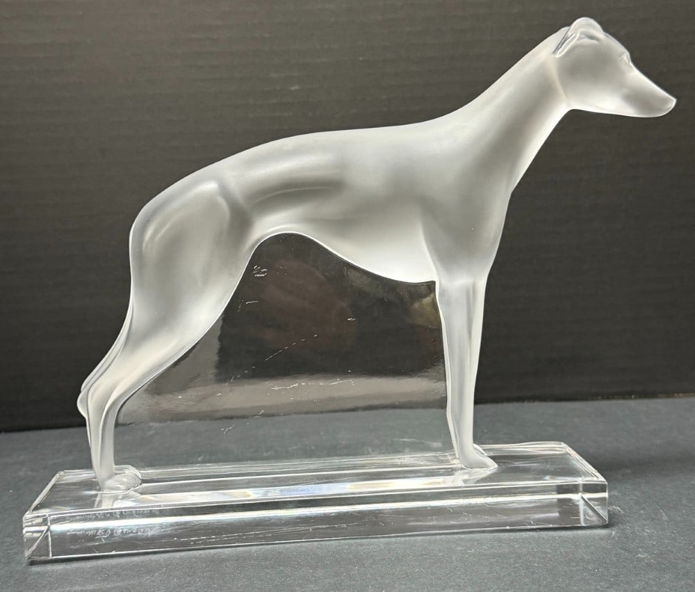 Lalique France "Perceval" Frosted & Clear Crystal Greyhound Sculpture (1 of 6)