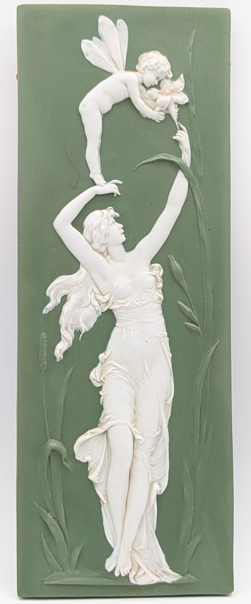 Antique German Woman & Cherub Jasperware Plaque (1 of 6)