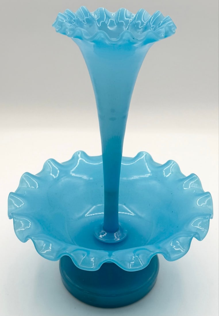 Antique French Blue Opaline Glass Epergne (1 of 4)