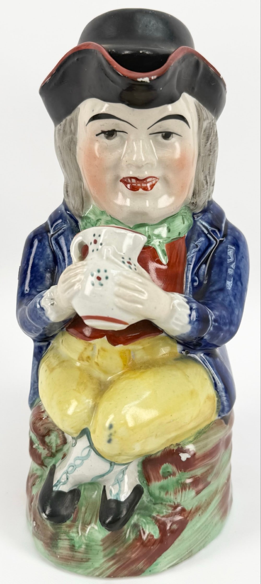 Antique English Staffordshire "Man In Tricorn Hat" Lidded Toby Jug (1 of 6)