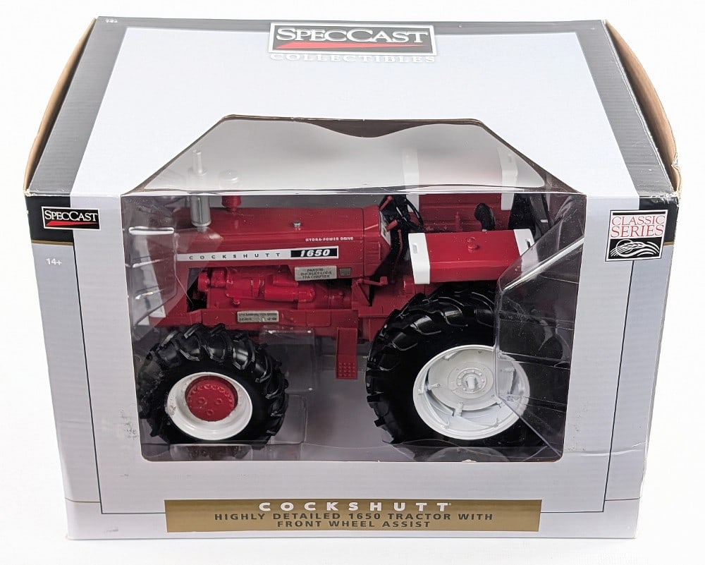 1/16 SpecCast Cockshutt 1650 Tractor w/ FWA #61 of 100: 1/16 SpecCast Cockshutt 1650 tractor with front wheel assist. Paxton-Buckley-Loda FFA Chapter 31st annual toy show in 2019. Limited edition #61 of only 100 produced. Good condition new in the box.