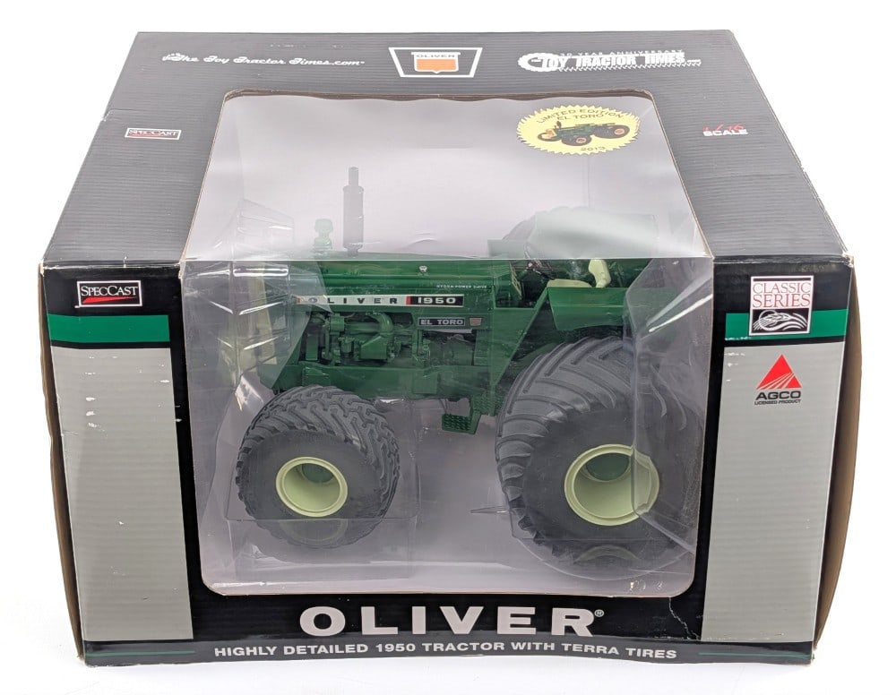 1/16 SpecCast Oliver 1950 Tractor with Terra Tires (El Toro Chase Unit): 1/16 SpecCast Oliver 1950 tractor with Terra Tires. 2013 Limited Edition El Toro Chase Unit. Toy Tractor Times Edition. Good condition new in the box and highly detailed.