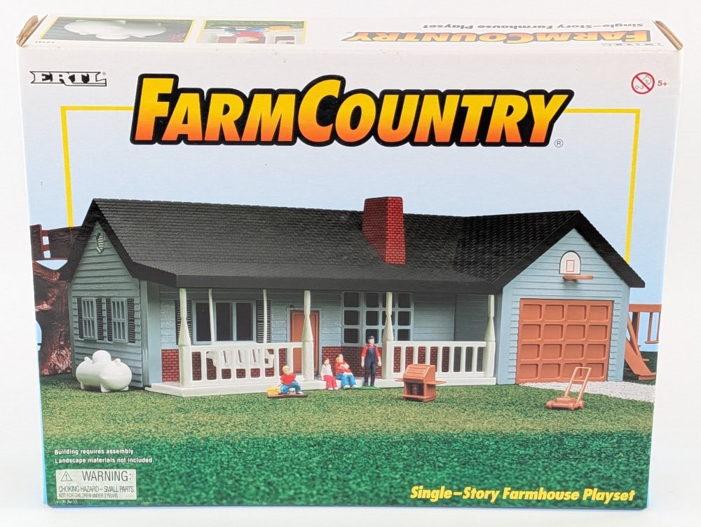 1/64 Ertl Farm Country Single-Story Farmhouse Playset - NIB: 1/64 Ertl Farm Country single-story farmhouse playset. The set is new in the box / never played with. The set comes with the decal sheet, instructions manual, and all the parts in the original bags.