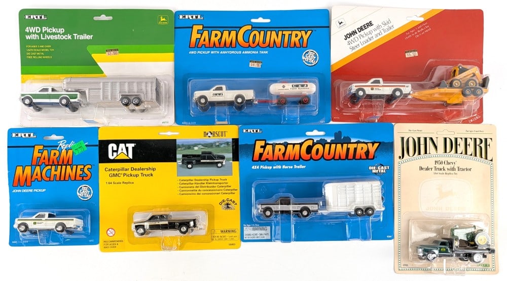 (7) 1/64 Ertl Pickup Trucks and Trailers (1 of 5)