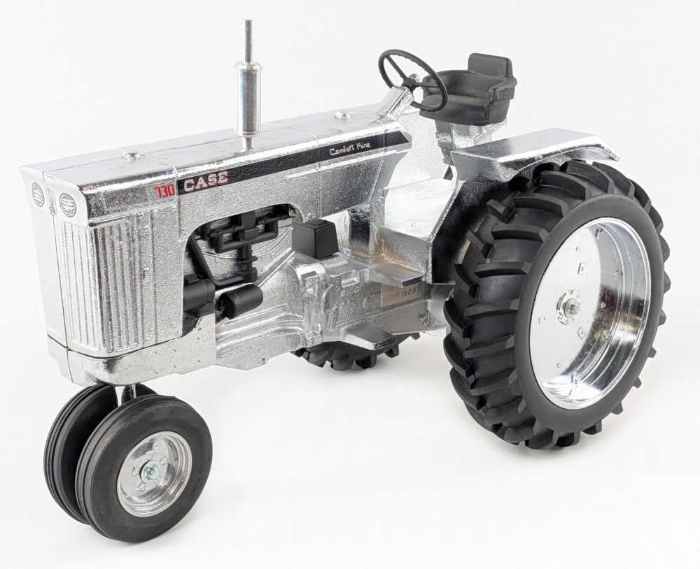1/8 Scale Case 730 Comfort King Narrow Front Tractor - Chrome Chase Unit #3 of 7: Rare 1/8 scale Case 730 Comfort King narrow front tractor. This is the chrome chase unit made for the 100th anniversary Pennsylvania Farm Show. It is serial #3 of only 7 produced. A very rare 1/8 scal