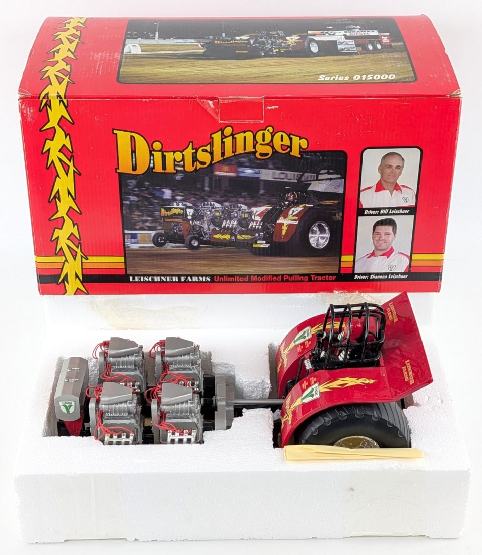 1/16 SpecCast Leischner Farms Dirtslinger Unlimited Modified Pulling Tractor: 1/16 SpecCast Leischner Farms Dirtslinger unlimited modified pulling tractor. A highly detailed resin replica. Good condition in the box.