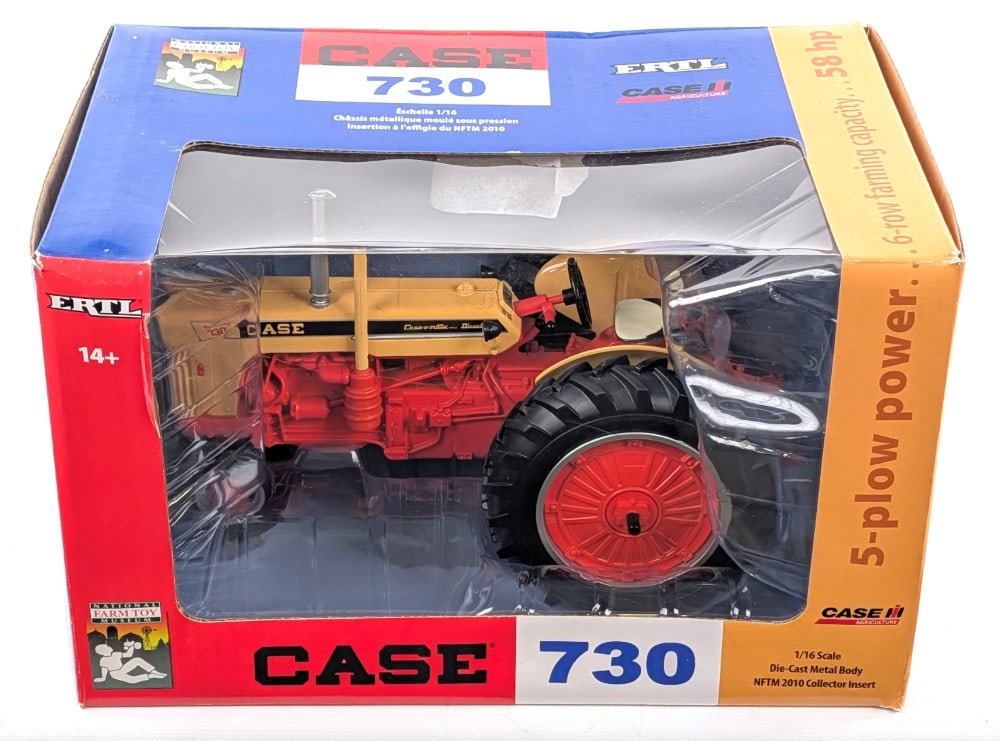 1/16 Ertl Case 730 Narrow Front Diesel Tractor: 1/16 Ertl Case 730 narrow front diesel tractor. Good condition in the box. The box shows light wear from handling.