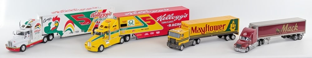 Franklin Mint Mack Semi Truck, Mayflower Semi Truck, and Kellog's Racing Trucks (1 of 9)