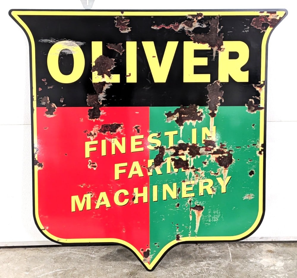 Custom Oliver Farm Machinery Shield Sign w/ Faux Patina (1 of 6)