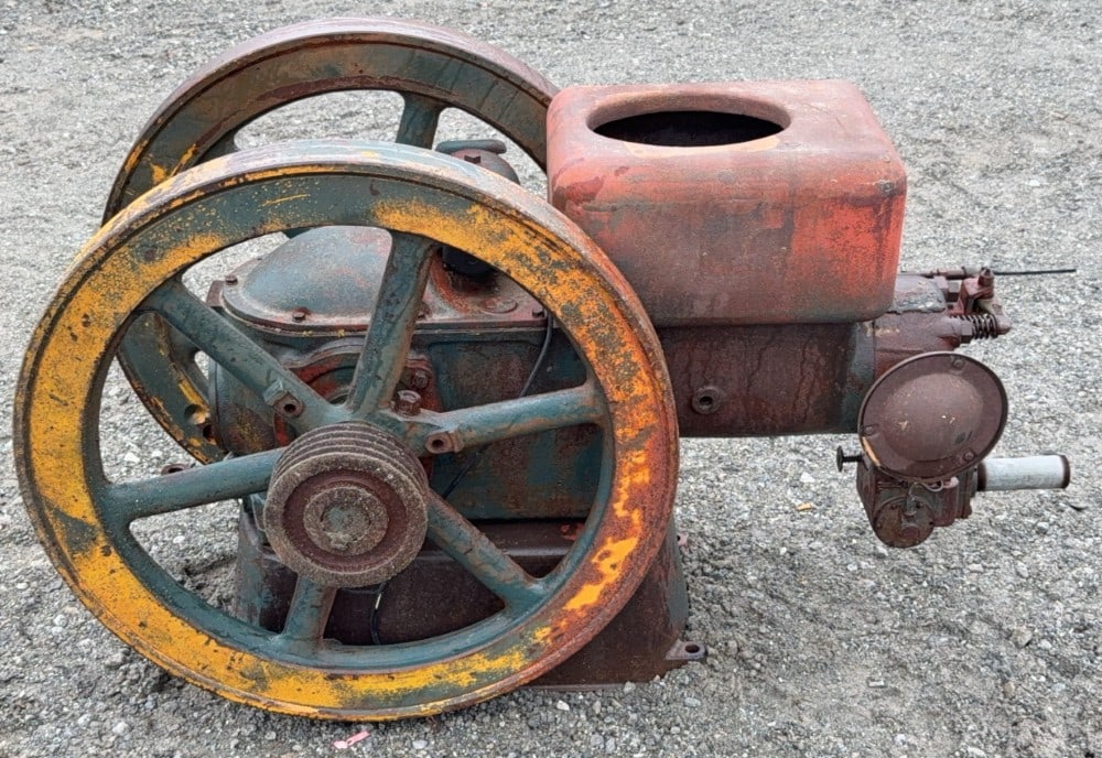 6 HP Fairbanks Morse Gas Engine: Sells with no Reserve! From the Steve Just Collection Imported back to the US from Argentina by Steve Engine loose Non running and in need of various repairs