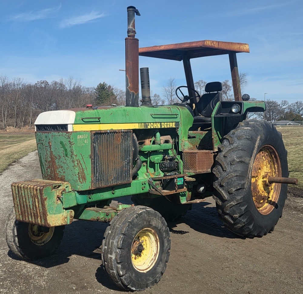 1990 John Deere 4455 Mexican: Sells with no Reserve! From the Steve Just Collection Just imported by Steve from Sinaloa, Mexico in 2024 6 cylinder turbo diesel engine Syncro-range transmission 540 and 1000 PTO 3 point hitch? 1 set