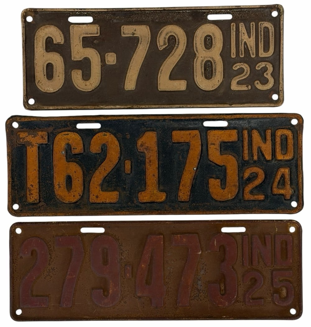 (3) 1923-1925 Indiana License Plates (1 of 5)