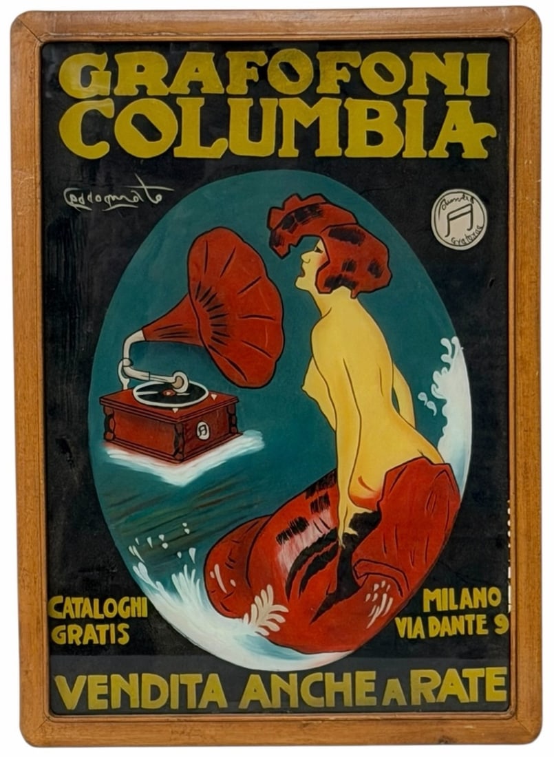 Vintage "Grafofoni Columbia" Record Player Framed Advertisement Poster (1 of 7)