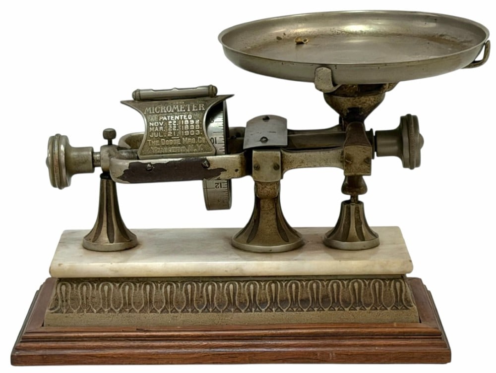 Antique Dodge Mfg Co Micrometer with Marble and Cast Iron Base (1 of 10)