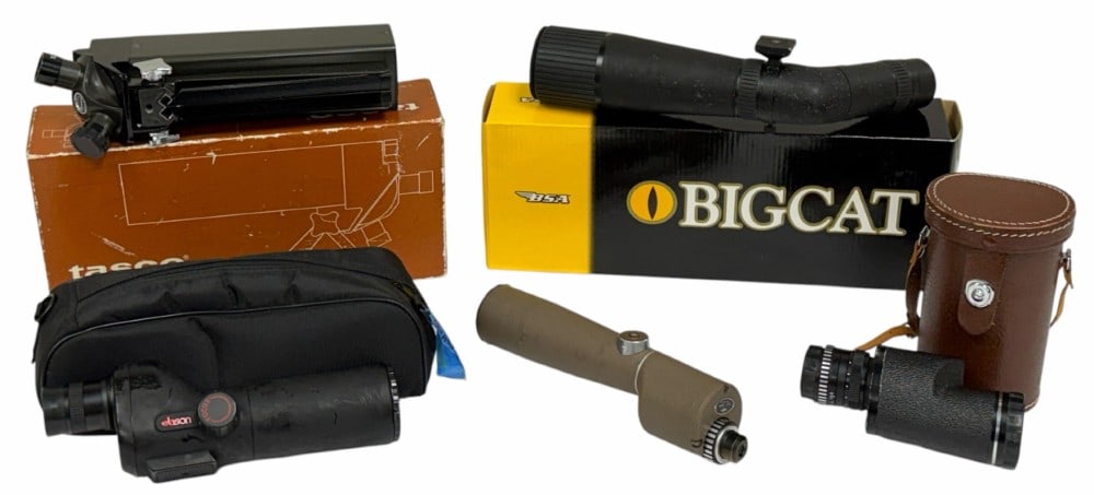 Various Makes of 5 Piece Spotting Scope Lot Tasco, BSE, Herter"s (1 of 16)