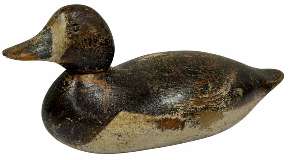 Mason Hen Blue Bill Tack Eye Wooden Duck Decoy (1 of 8)