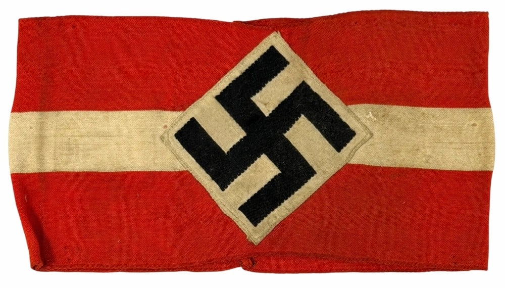 WW II German Hitler Youth Arm Band: WW II German Hitler Youth Arm Band.? The original WW II German Hitler Youth Arm Band is in nice used condition. ?Brought Home By A U.S. Veteran from Indiana.? Arm band does obtain some minor moth hole
