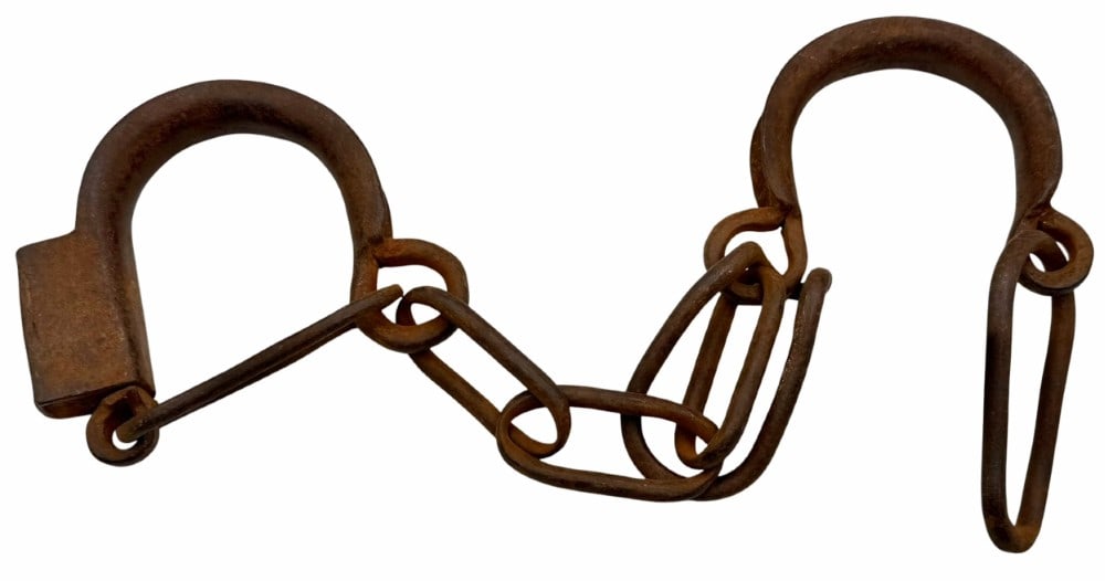Antique Wrought Iron Leg Shackles Without Key (1 of 5)