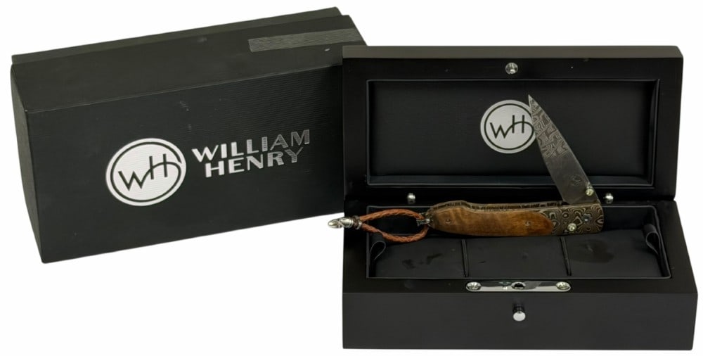 William Henry 510 ALI'I Damascus Folding Knife In Original Box (1 of 3)
