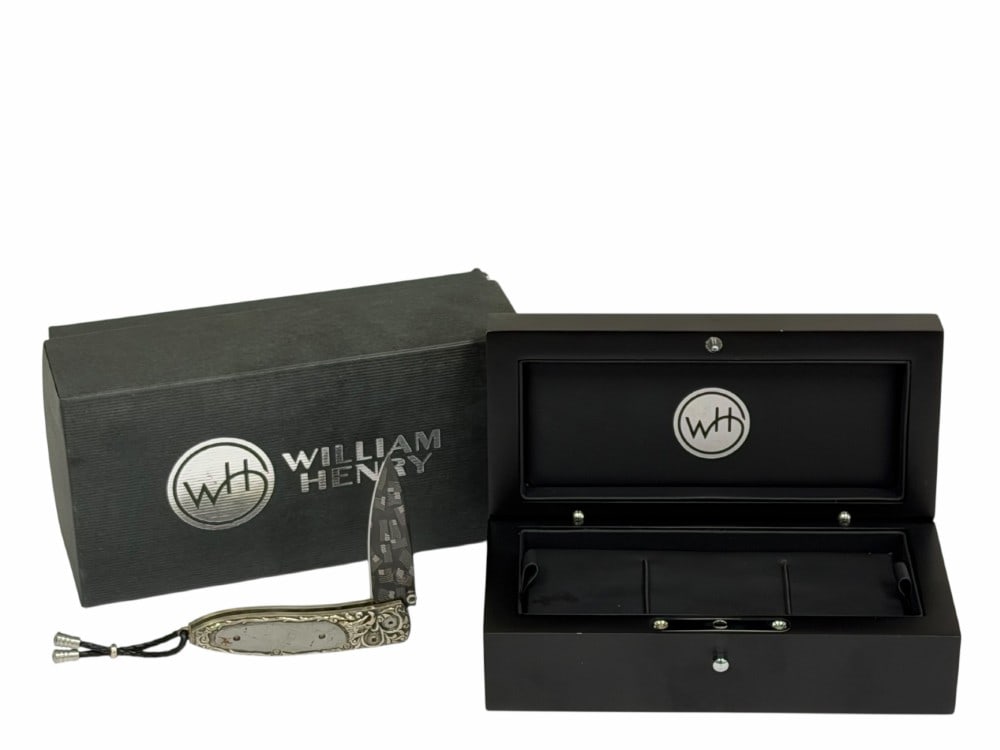 William Henry B05 Stellar Eagle Damascus Folding Knife In Original Box - 2