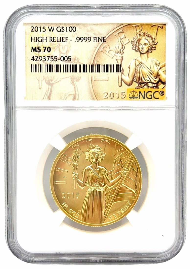 2015 United States $100 American Liberty High Relief One Ounce Gold Coin, NGC MS 70 (1 of 5)