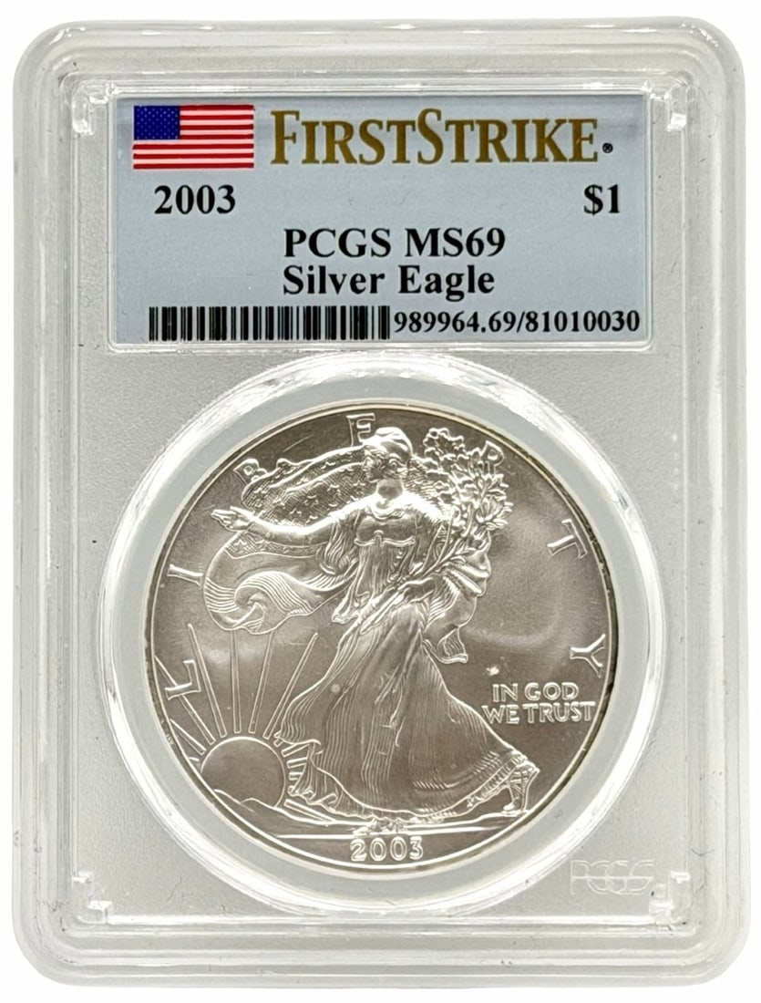 2003 United States $1 First Strike American Eagle Silver Coin, PCGS MS 69 (1 of 5)