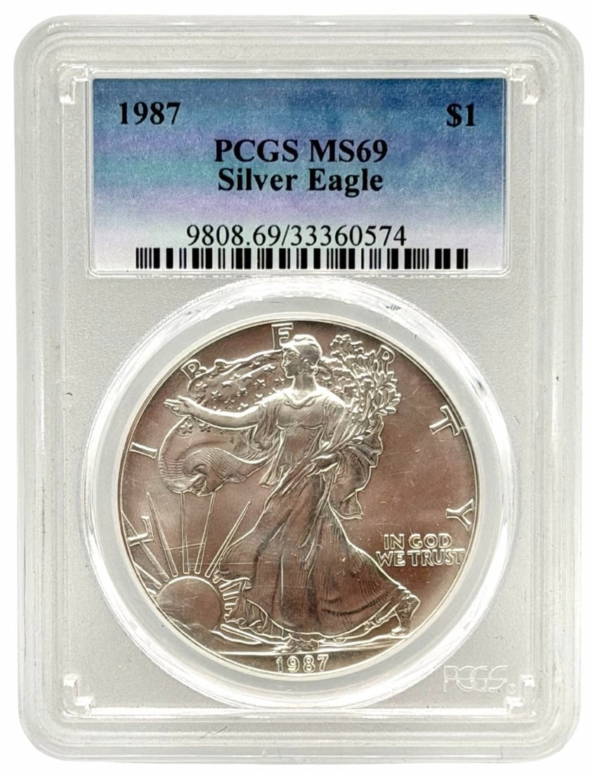 1987 United States $1 American Eagle Silver Coin, PCGS MS 69 (1 of 5)