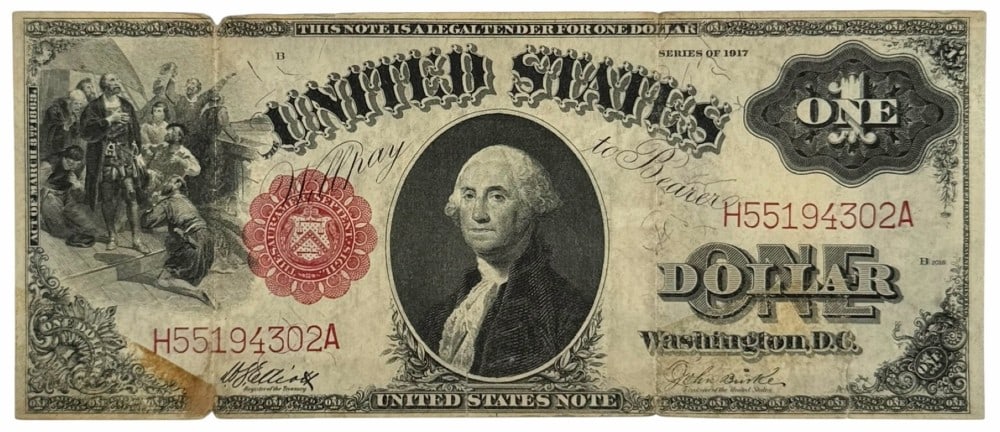 1917 United States $1 Mule "Saw Horse" Legal Tender Note, Large Size (1 of 13)