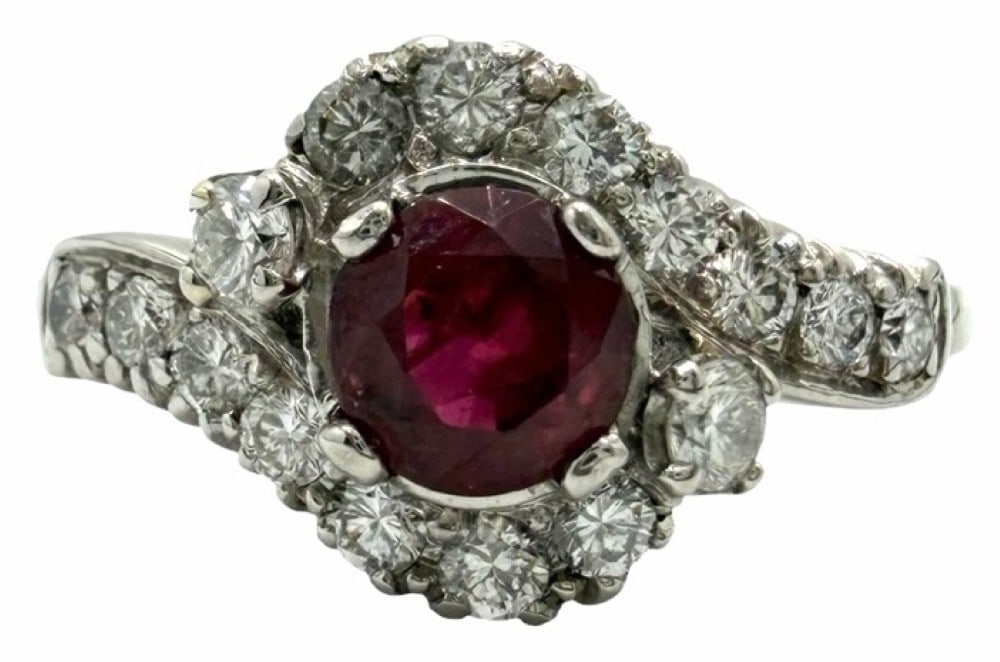14K White Gold 1.49ctw Ruby and Diamond Ring, Size 7.5 (1 of 10)