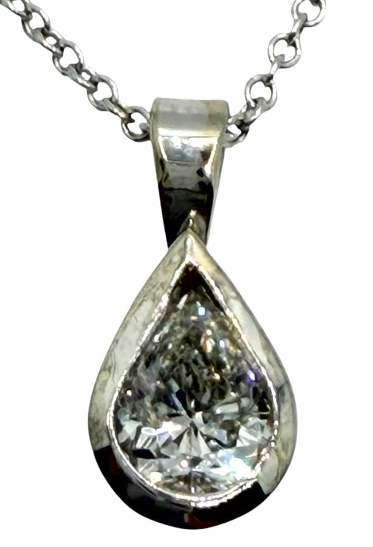 14K White Gold 0.41ctw Diamond Solitaire Pendant with Chain (1 of 7)