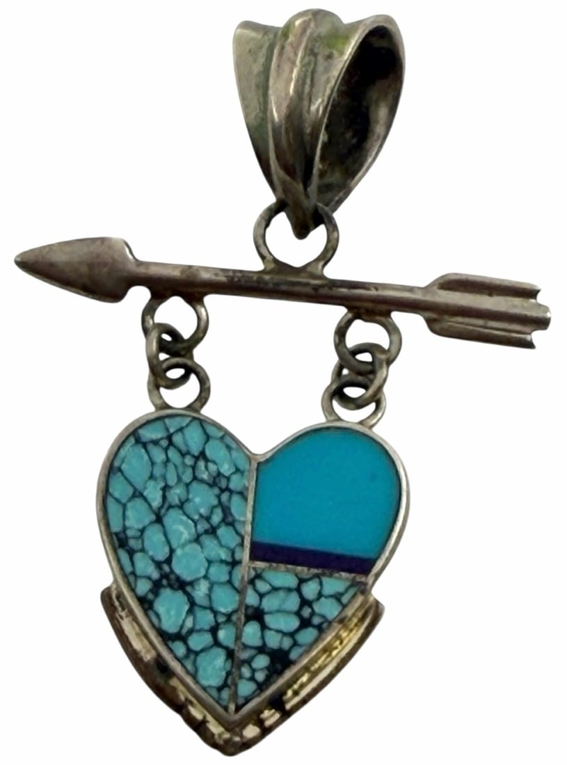 Ray Tracey Sterling Silver Native American Navajo Heart Pendent (1 of 5)