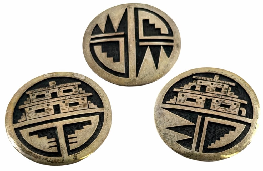 Quinton Laban Sterling Silver Native American Hopi Overlay Brooches (1 of 5)