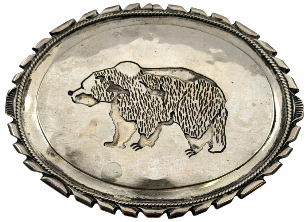 Sterling Silver Native American Navajo Bear Belt Buckle (1 of 6)