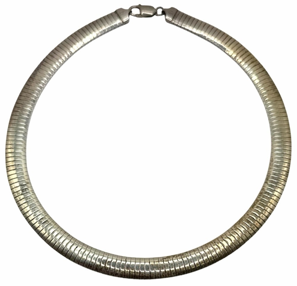 Italy Sterling Silver Omega Chain Choker Necklace (1 of 7)