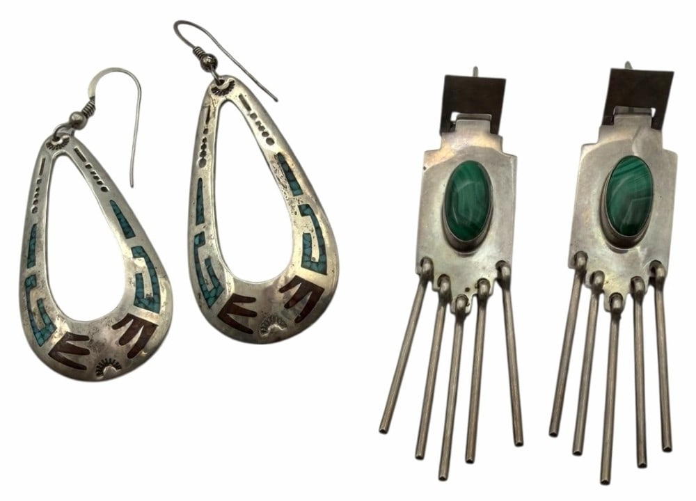 VanHorne Collection & Charlie Singer Sterling Silver Native American Navajo Dangle Earrings (1 of 8)