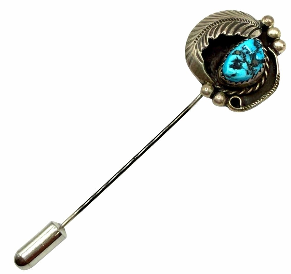 Vintage Dorothy Secatero Sterling Silver Native American Navajo Turquoise Stick Pin (1 of 4)