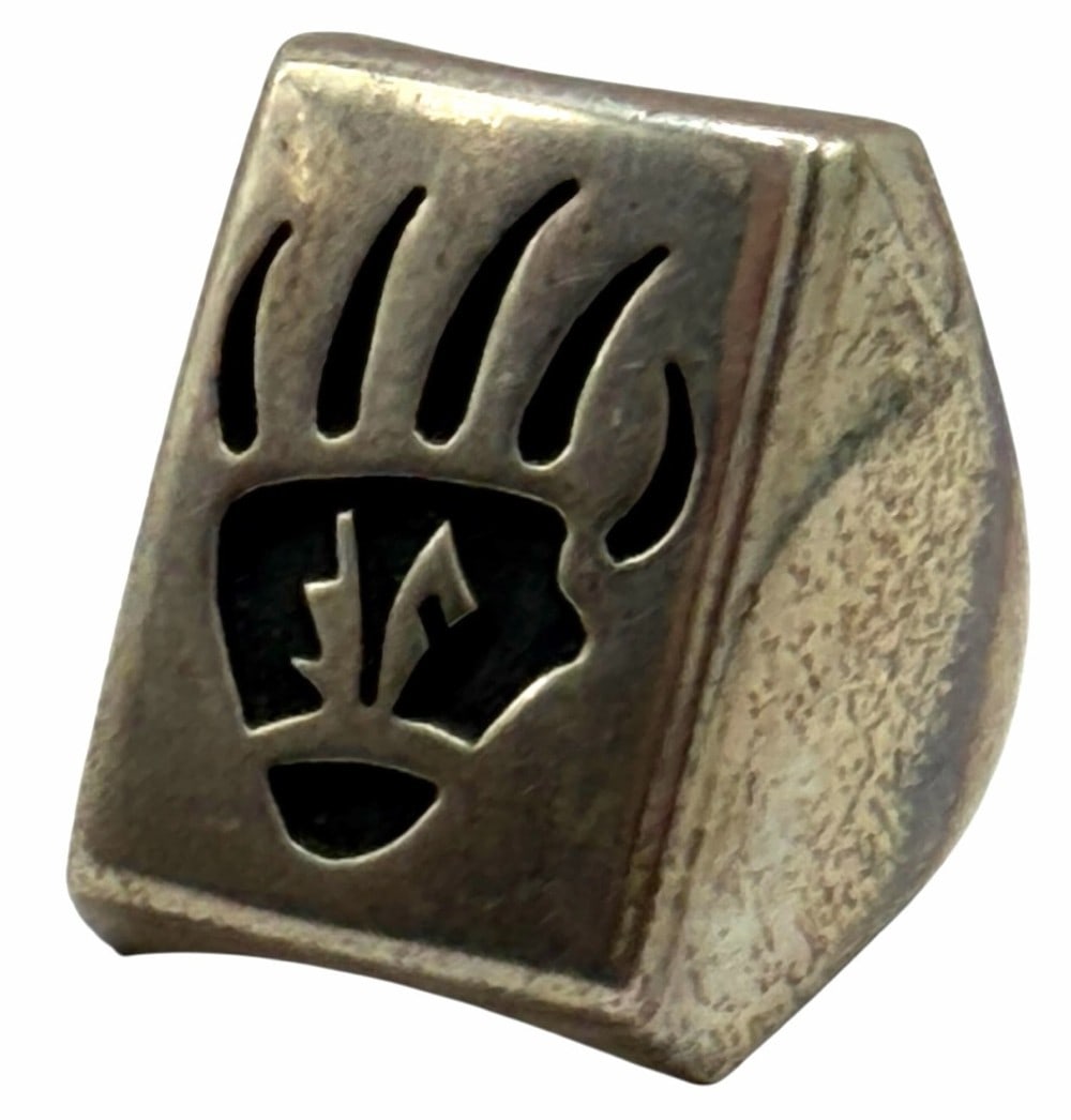 Fernanda Lomayestewa Sterling Silver Native American Hopi Bear Paw Overlay Ring (1 of 7)
