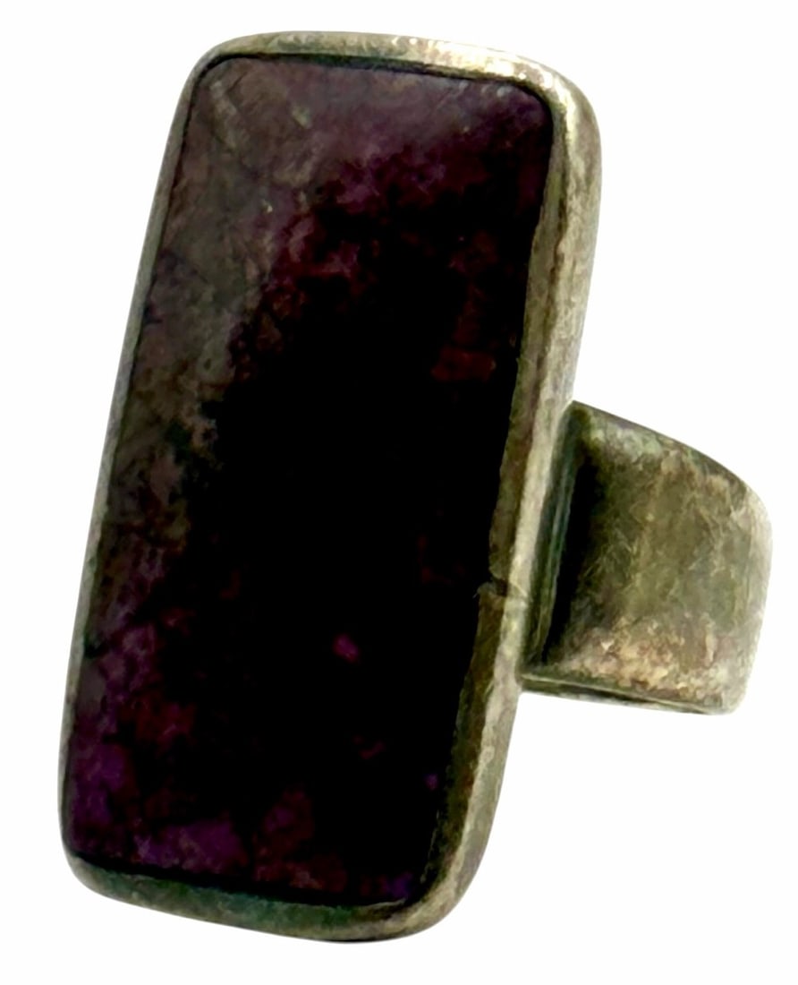 Southwest Shop Sterling Silver Native American Charoite Stone Statement Ring (1 of 6)