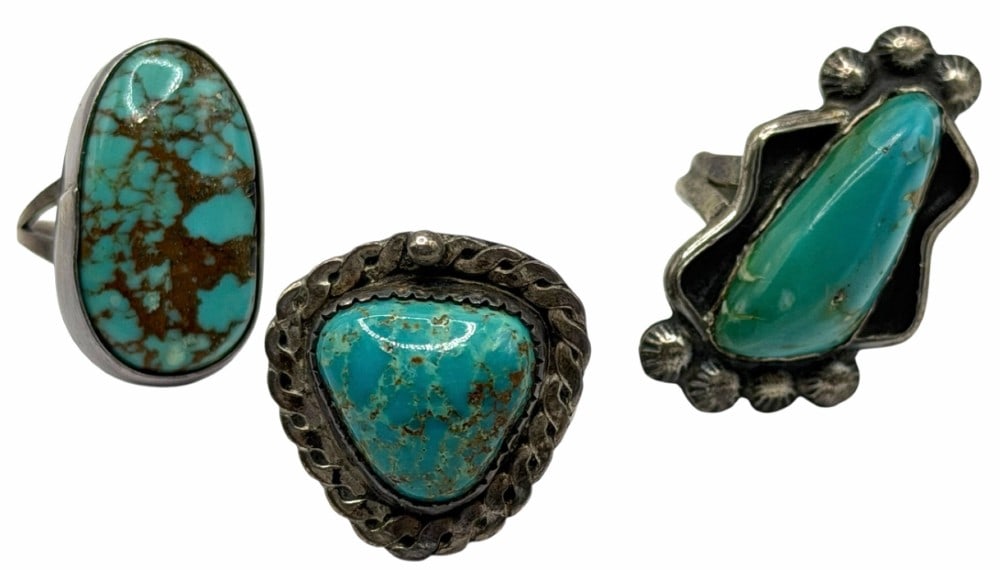 Sterling Silver Native American Royston Turquoise Rings (1 of 6)