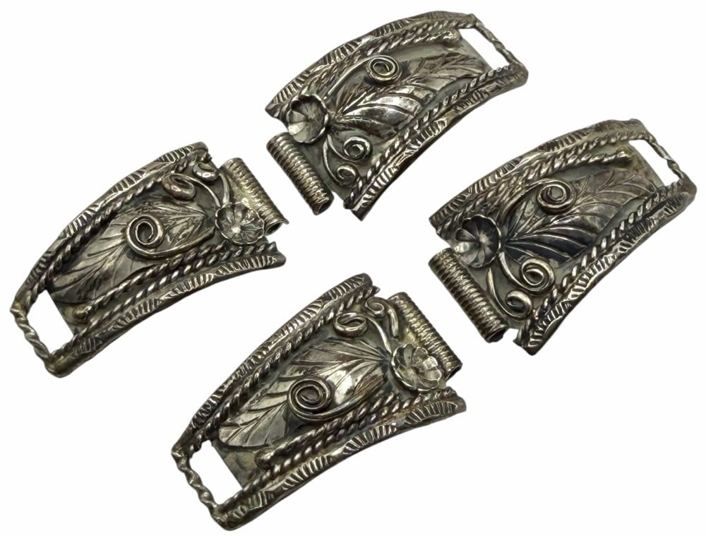 Sterling Silver Native American Detailed Repousse Watch Band Tips (1 of 6)