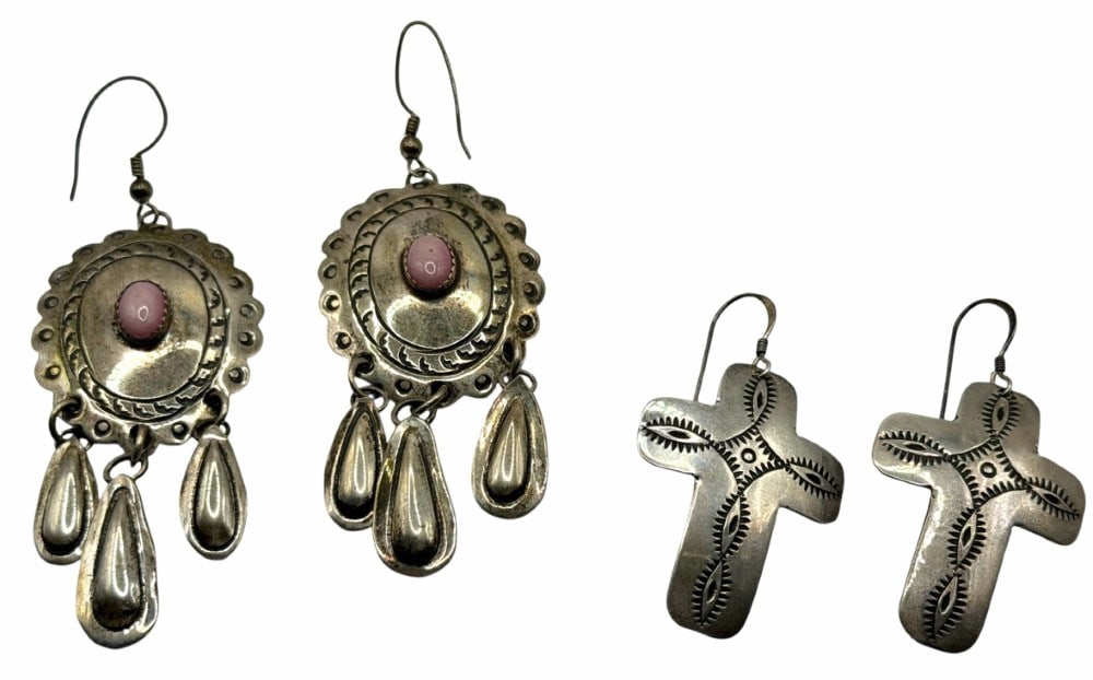 Betty Piaso And B. Soche Sterling Silver Native American Dangle Earrings (1 of 7)