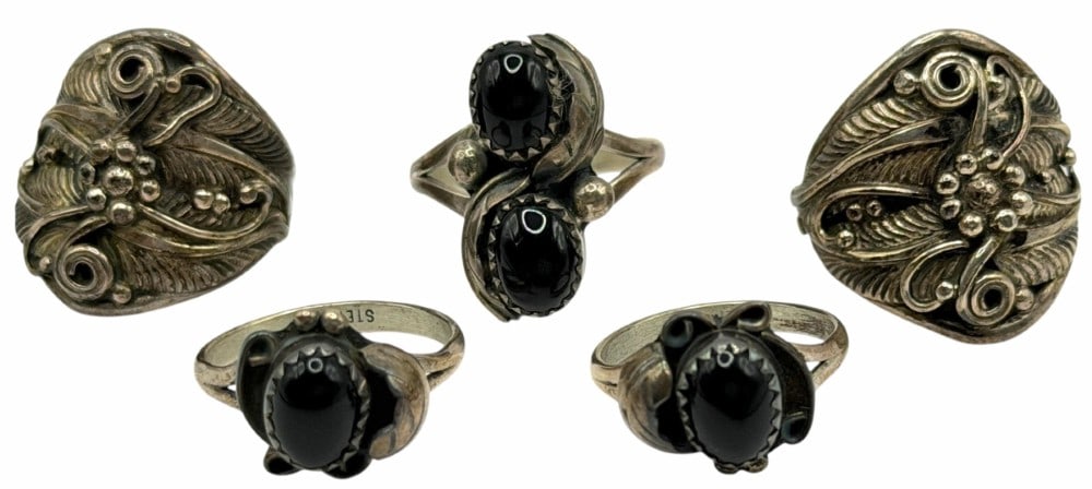 Manygoats & Robert Lincoln Sterling Silver Native American Black Onyx And Silver Rings (1 of 6)