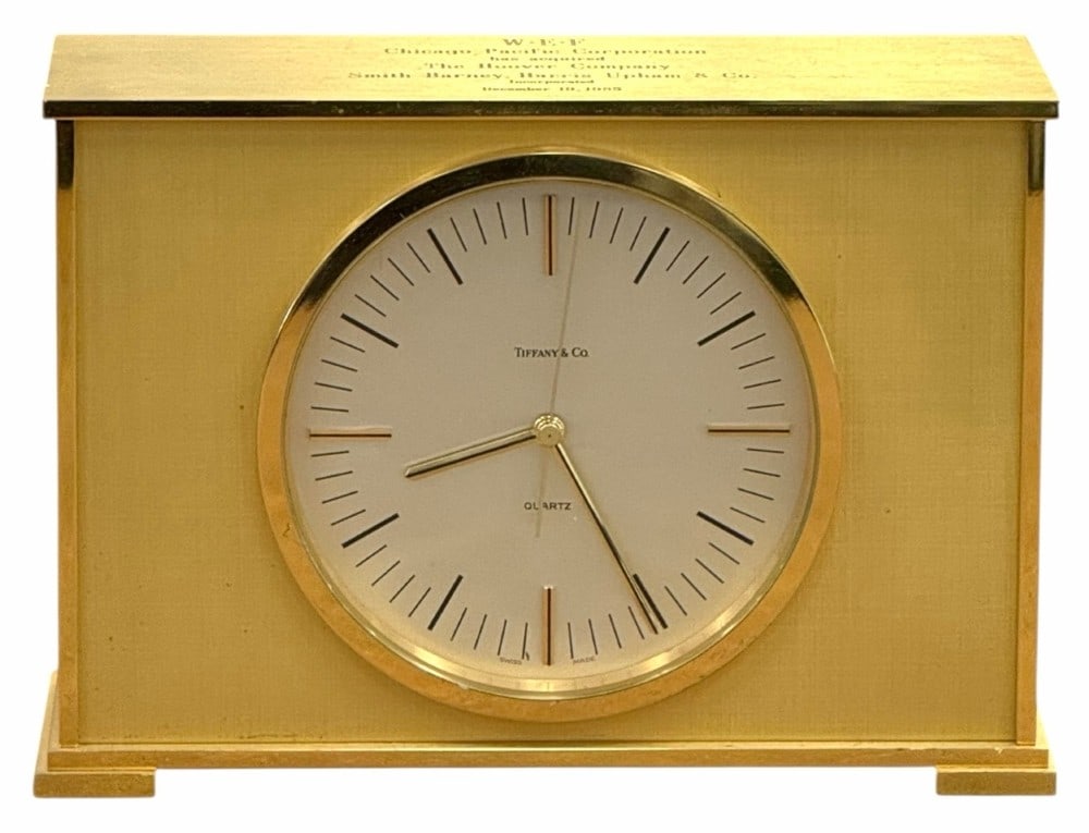 Tiffany & Co. Brass Quartz Desk/Mantle Clock (1 of 9)