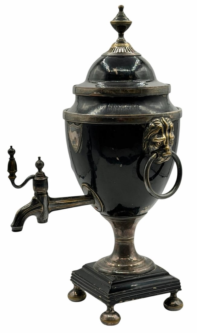 Antique Hot Water Urn Dispenser Display Floral Lion (1 of 14)