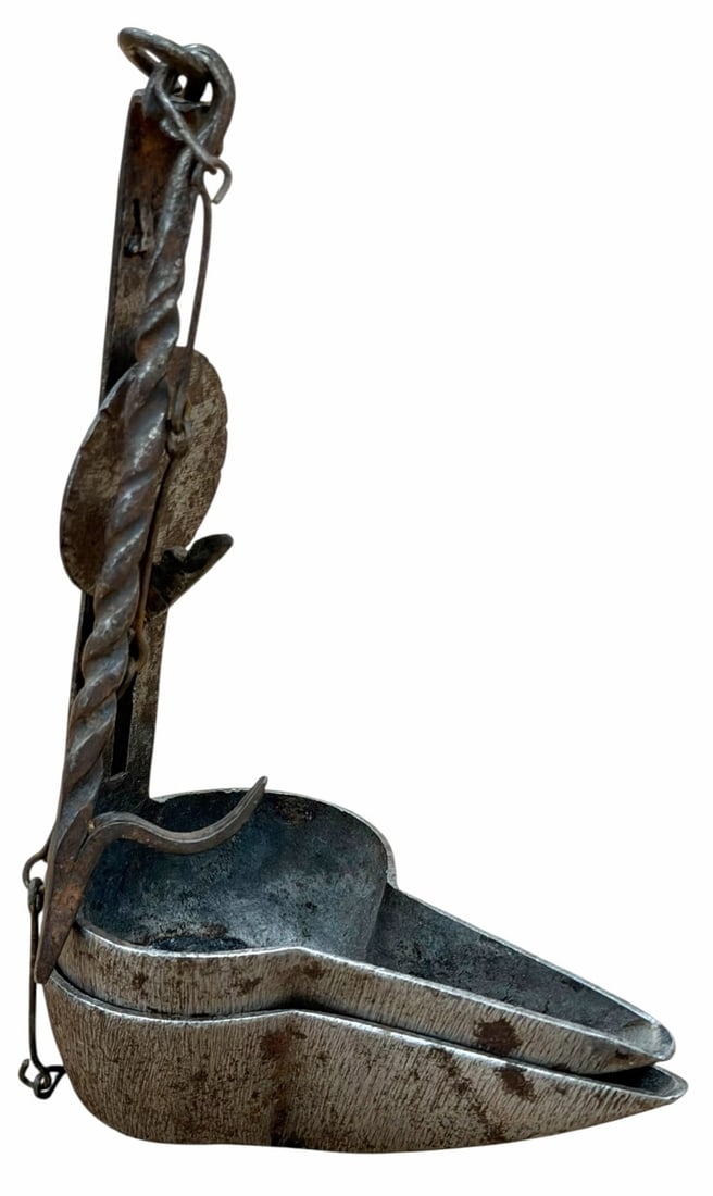 Mid-Century Iron Double Betty Oil Grease Lamp (1 of 6)