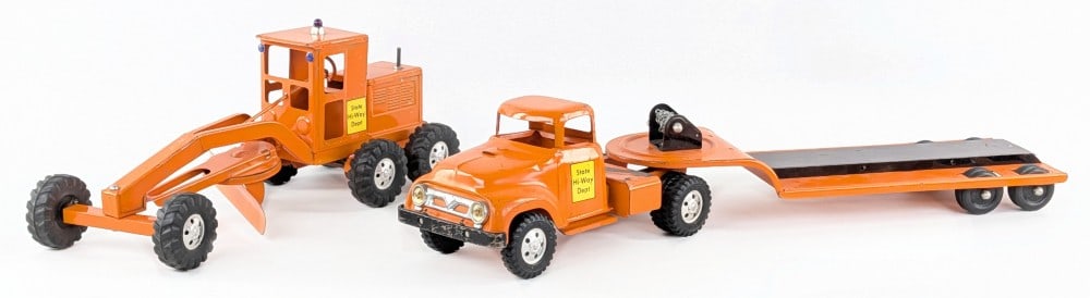 Original Tonka State Hi-Way Dept Truck w/ Lowboy Trailer & Road Grader (1 of 12)