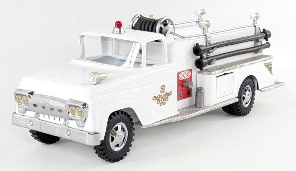 Restored White Tonka Suburban Pumper No. 5 Fire Truck (1 of 6)